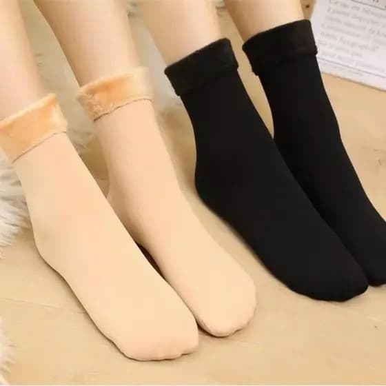 Kit 1-2 Pares de Meia Térmica Feminina Forrada de Inverno 35-40