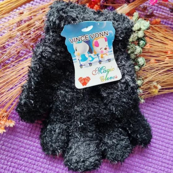 KIT 2 PARES Luva Infantil Preta De Pelinho Soft Inverno PARA MENINO MENINA