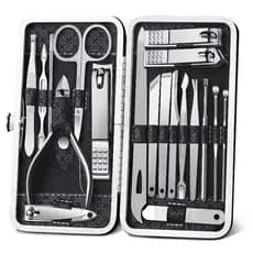 Kit  Cortador De Unha Manicure Portatil Estojo Pinca Tesoura C/Organizador de couro de luxo