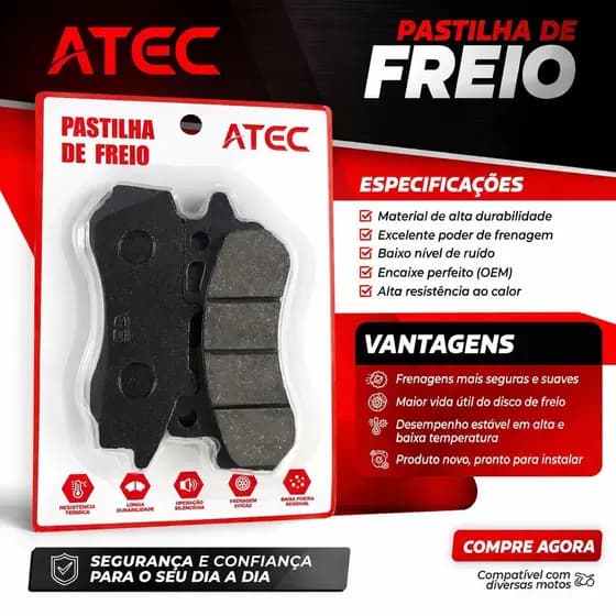 Pastilha de Freio Dianteira Atec para Titan 160 Fan160 C/CABS(D)  Ultra Resistente 1500°F / 800°C
