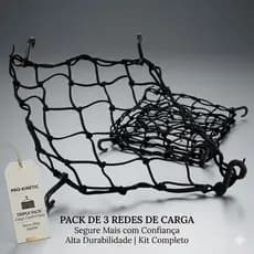 kit 3 Redes Elástica Aranha 35x35 Para Capacete Garupa Moto Universal