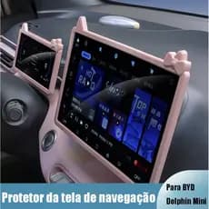 3 Pçs Rosa Instrumento Do Carro + Tela De Navegação + Espelho Interior Quadro Protetor Guarnição Para BYD Dolphin Mini