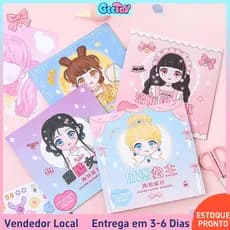 4 Conjunto De Adesivos Manual Goo Cartão Princesa Vestir-Se Boneca Brinquedo Livro Brinquedos Educativos