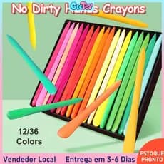 12/36 Cores Lápis de Cera de Plástico para Pintura, Seguro e Não Tóxico, Não Suja as Mãos, Kit para Desenho