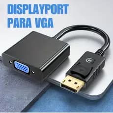 Conversor Adaptador Displayport (DP) para VGA Analógico 1080p Conversão Entrada Display Port Macho x Saída VGA Fêmea Des