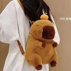Mochila Pelúcia Capivara Bolsa Desenho Animado Escola Viagem