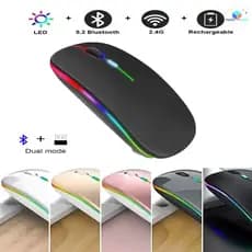 Mouse LED RGB Recarregável Sem Fio Com Clique Silencioso , 2.4 Ghz , Design Ergonômico Para Jogadores E Uso Em Escritóri
