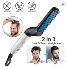 Escova De Alisamento De Pente Elétrico Portátil Para Barba De Cabelo Masculino