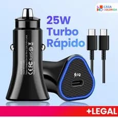 Carregador De Celular Fonte De Carro USB Fast Turbo Entradas 25W Carregamento Rápido