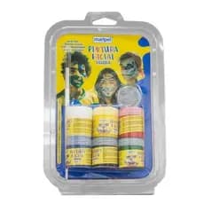 Tinta Facial Artística Líquida Pincel e Glitter 6 Cores - Maripel