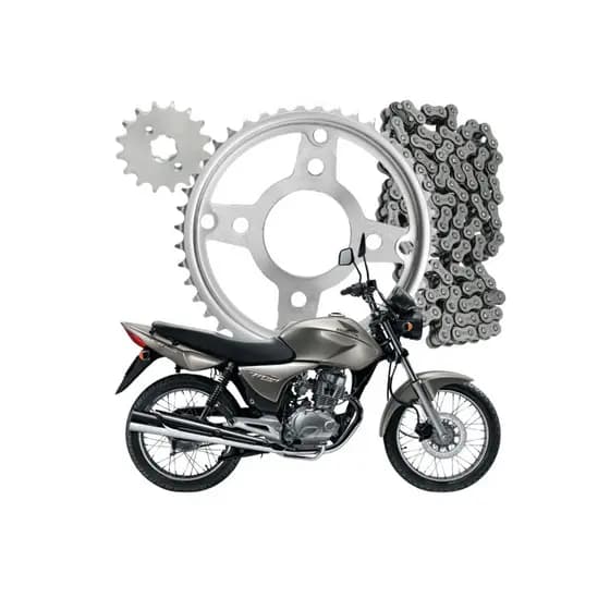 Kit Relação Tração Transmissão Titan Fan150 2004-2015 428H/118L  43T / 16T Aço 1045