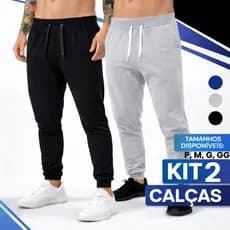 Kit 2 Calças Jogger Masculina Elastano Academia Elástico Confortável Lisa
