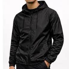 Jaqueta Masculina Corta Vento Lisa Capuz Bolso Impermeável Confortável