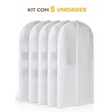 Kit 5 Capa Protetora Roupas Organizador Contra Poeira Saco Translúcido