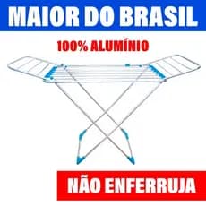 Varal Gigante 174cm Chão 100% Alumínio Dobrável C/ Abas Super Resistente e Antiferrugem