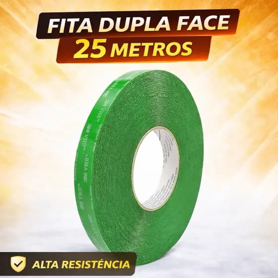 Fita Dupla Face Acrílica 25 Metros Alta Fixação – Uso Interno e Externo