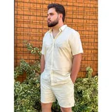 camisa de linho Premium Masculina estampada elegante fim de ano original M Artt