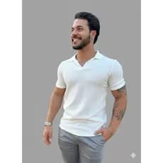 Polo Masculina Italiana Premium Branca| Elegante e Confortável