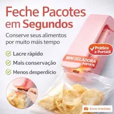 Mini Seladora Portátil – Lacre Pacotes em Segundos e Conserva Alimentos Cor Rosa