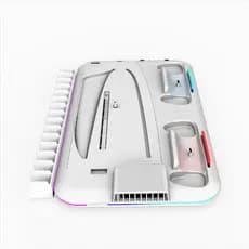 Base Cooler Turbo PS5 / PS5 Slim RGB 3 Níveis + Dock Carregador Controle + Suporte Headset Vertical Digital e Disc