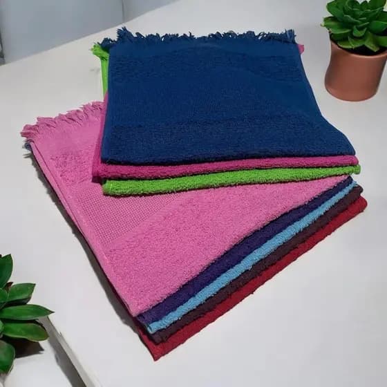 Kit com 10 Toalhas Social com Franja, para uso Escolar, Mão, Rosto, Boca, ideal para Bordar.