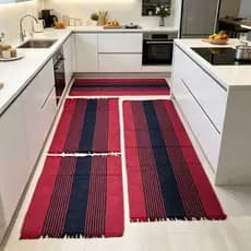 Jogo Tapete De Cozinha 3 peças, Passadeira, Cores Diversas.