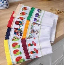 KIT Panos de Prato Semaninha com sete panos 100 % algodão com Pintura e Bordado Medindo 0,45 X o,75.