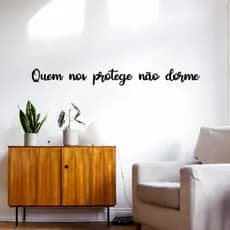 Quadro Quem Nos Protege Não Dorme Aplique De Parede Em Madeira Mdf