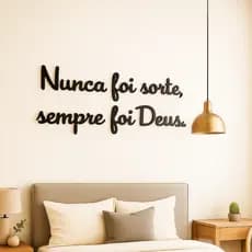 Quadro Decorativo Sala ou Quarto "Nunca Foi Sorte Sempre Foi Deus" Frase Decorativa em MDF 3mm Preto
