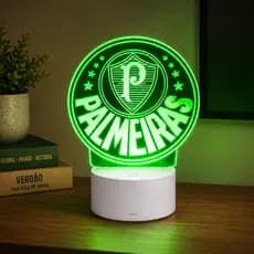 Abajur Luminária Decorativa Futebol Palmeiras Verdão LED Em Acrílico Mancha Verde