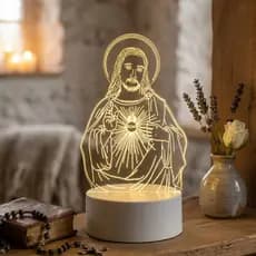 Luminária LED Jesus Luz Noturna Abajur Decorativo Cristão