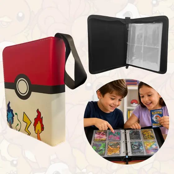 Pokemon Legends ZA Album Branco Fichario Porta Cards Capa Dura Zíper