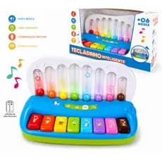 Teclado Infantil Bilíngue Português Inglês Som Luz Educativo Criança Aprender Brincando