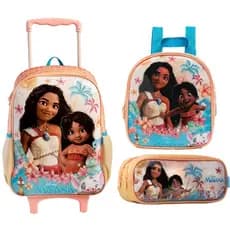 Kit  Moana Mochila Rodinha Escolar Lancheira Estojo 2026 - Amarelo claro - Moana