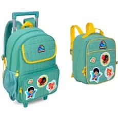 Kit Mochila Infantil 3 Palavrinhas Rodinha Lancheira 2026 Verde Três Palavrinhas
