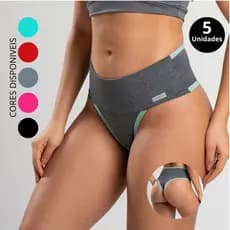 Kit Calcinhas Fitness Cós Alto Calcinha Seca Barriga