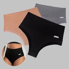 Kit 3 Calcinha cós alto segura barriga Cinta Modeladora Feminina calcinha cintura alta