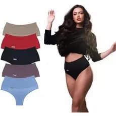 Kit 3 Cinta Modeladora Feminina calcinha cintura alta Calcinha cós alto segura barriga