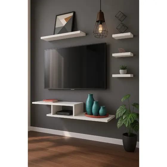 Rack Suspenso Para Quartos e salas com 4 Prateleiras/nicho
