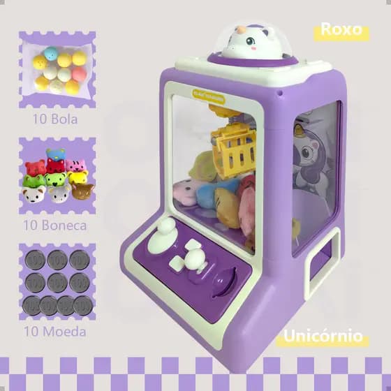 Máquina de Diversão Pega Ursinhos Maquininha De Pegar Bichinho Infantil Garra Com Brindes