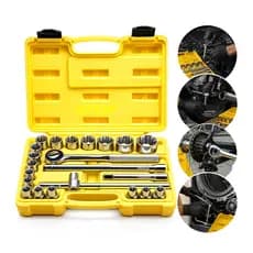 Jogo Kit Soquetes 1/2 Pol 8 a 32mm Chave Catraca Reversível 22 Peças Ferramentas Manuais com Maleta