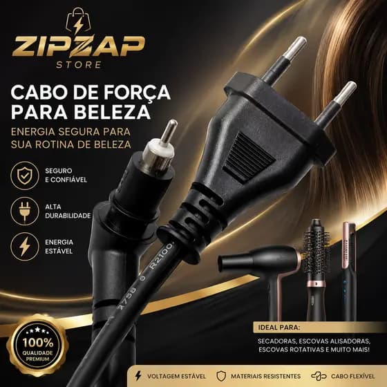 Cabo para Escova Secadora / Chapinha / Escova Rotativa 1,2m Compatível com a Maioria dos Modelos