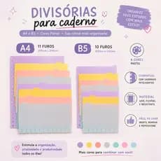 ZIPZAP Refil 80 Folhas + Kit 8 Divisórias Compatível com Caderno Inteligente A4 A5 B5