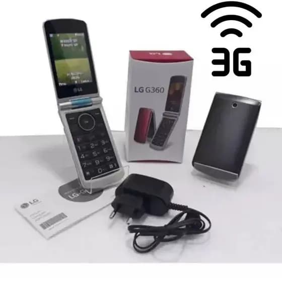 Celular LGg360-3G FLIP Simples Para Idosos Ou Rural C/ Camera preto e vermelho