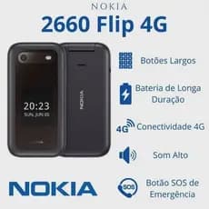 Celular para idoso Dual chip Tela Dupla Botão SOS - Nok’a2505-Flip E Nok’a2660-4G Flip