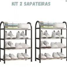 Kit 2pçs Sapateira Organizadora 4 Andares Organizador Premium de 8 pares de Sapatos Tênis e Sandálias