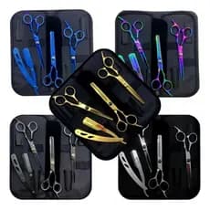 Kit 3 Tesouras Fio Navalha Desfiadeira Profissionais Para Cabeleireiro/Barbeiro