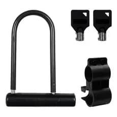 Trava Tranca Cadeado U Bike Bicicleta Moto U Lock Em Aço 245 Reforçada Preto 20 cm 13mm
