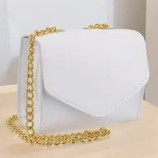 Bolsa Feminina Pequena Metalizada com Alça Corrente Dourada - Frete Grátis