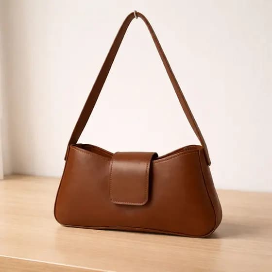 Bolsa Baguete Feminina Com Fecho Magnético Minimalista Alça Ombro e Zíper Interno